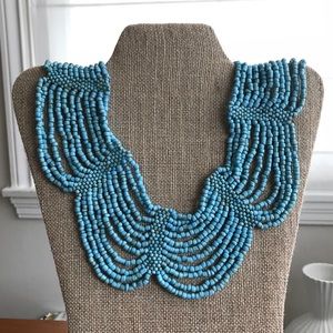 Turquoise Color Beaded Collar Statement Necklace